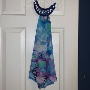 Halter top with beaded neck